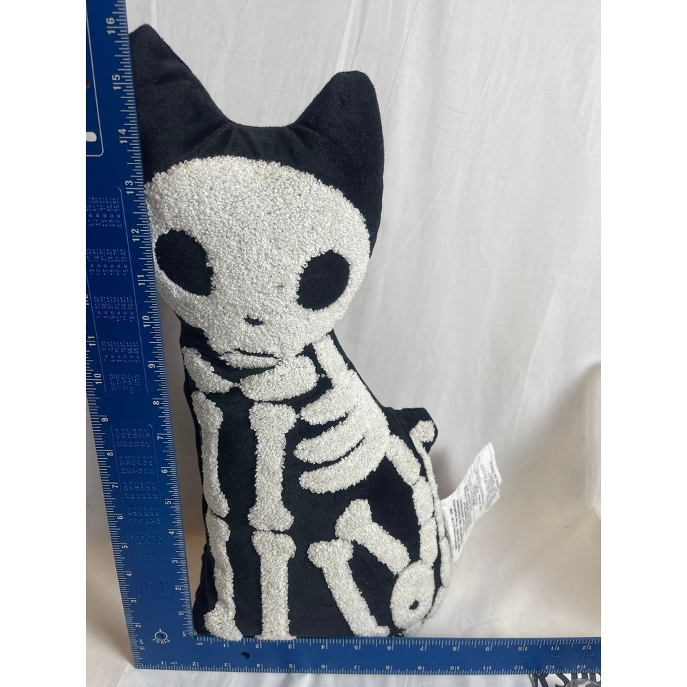 Hyde &‎ EEK Boutique Halloween Skeleton Cat Decorative Plush Pillow Black White